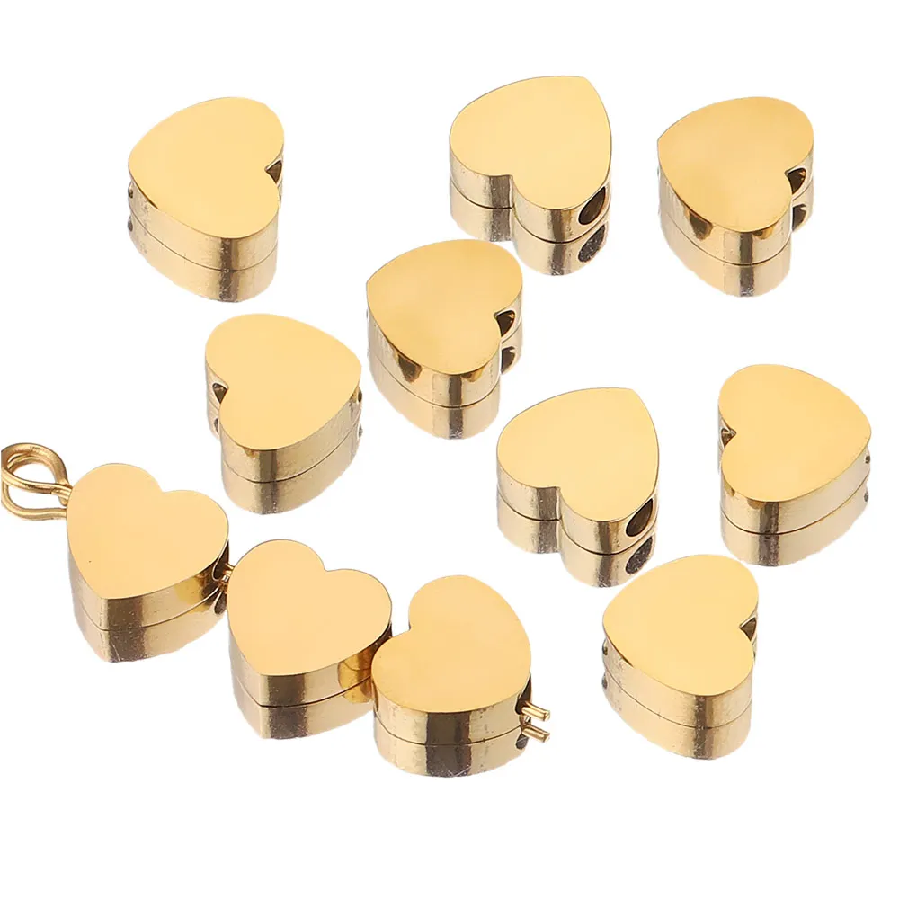 5Pcs/lot Hole 2mm Stainless Steel Cute Heart Spacer Beads Charms Gold Plated Bead for DIY Jewelry Making Bracelets Material