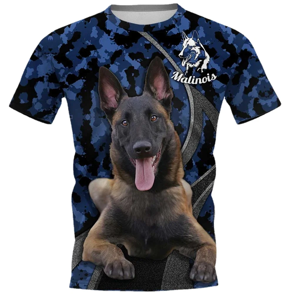 HX  Amstaff T-shirts 3D Graphic Camo Silver Ribbon Malinois Akita Tees Fashion Animals Dogs Tops Casual Harajuku Clothing