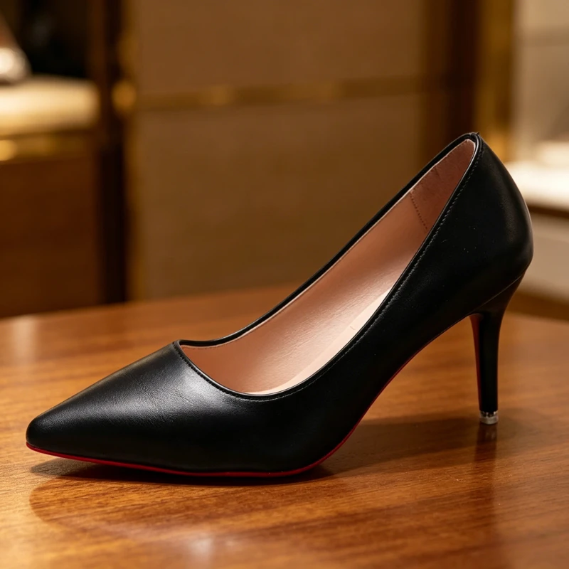 Spitze Pumps aus Lackleder mit Sexy Roter Sohle für Party und Abschlussball, Minimalistische Flache Arbeitsschuhe für Damen – Detail 5