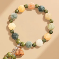 Tibetan Buddha Bodhi Lotus Beaded Bracelet Wooden Beads Buddha Prayer Bracelets for Men Women Yoga Relieve Anxiety Charm Jewelry