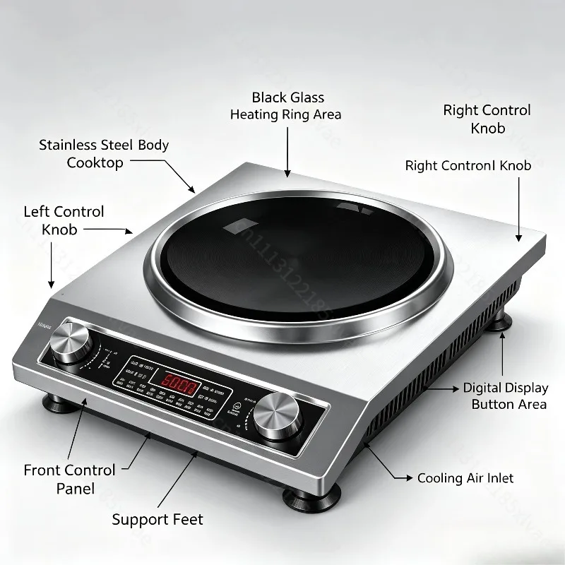 Concave Induction Cooker, Household Commercial Multi‑Function Hot Pot & Stir‑Fry Cooker, High‑Power Electric Induction Stove