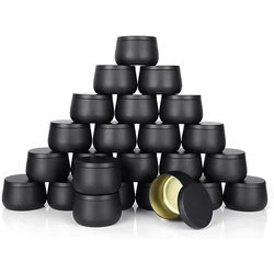 24 Pieces 4 Ounce Metal Candle Cans 115 mL Lid Metal Storage Tins Containers for Storing Spices/ Candies/ Lip Balm/ Candles