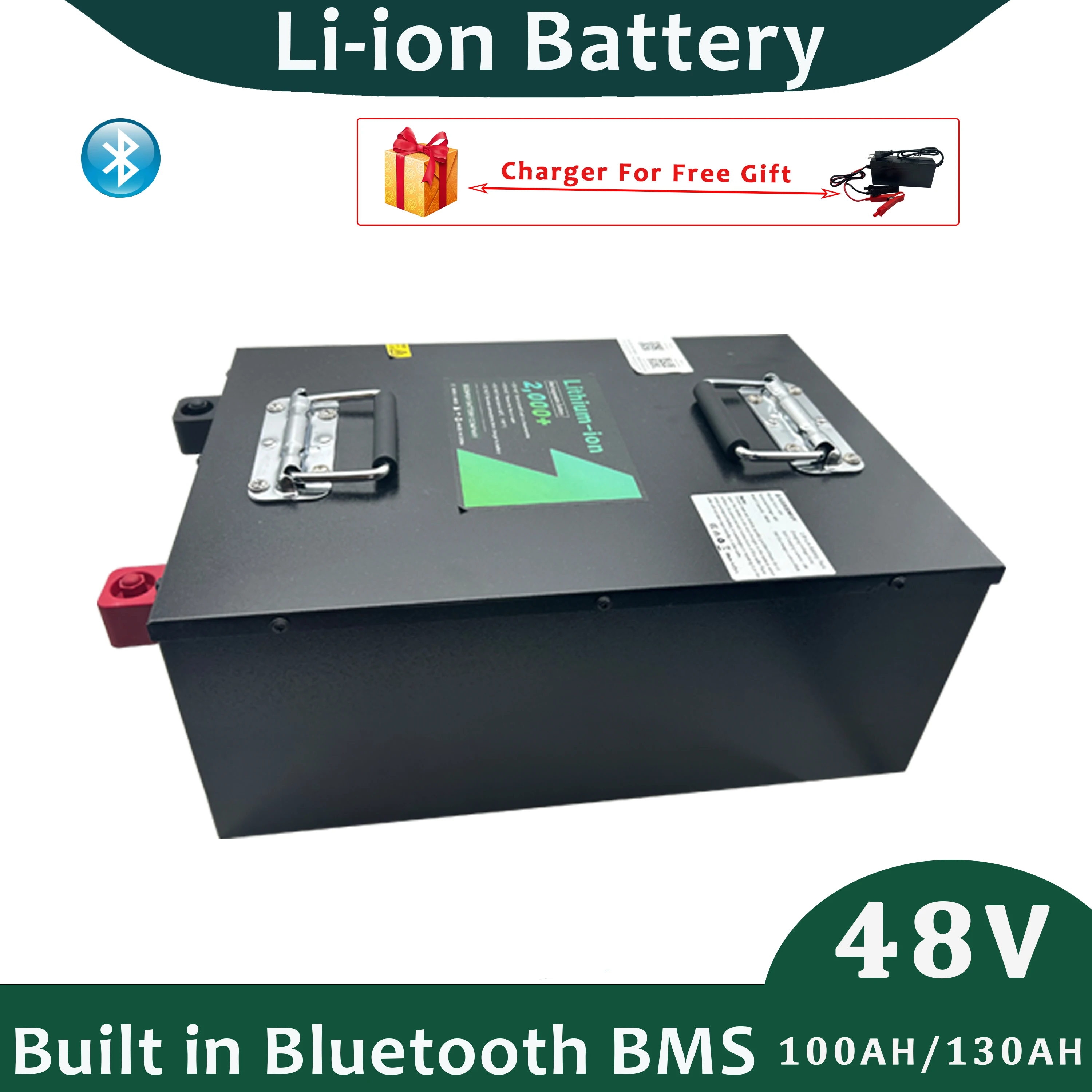 Lithium Battery Pack 48V 100AH 130AH Built in Smart BMS With Bluetooth for Solar