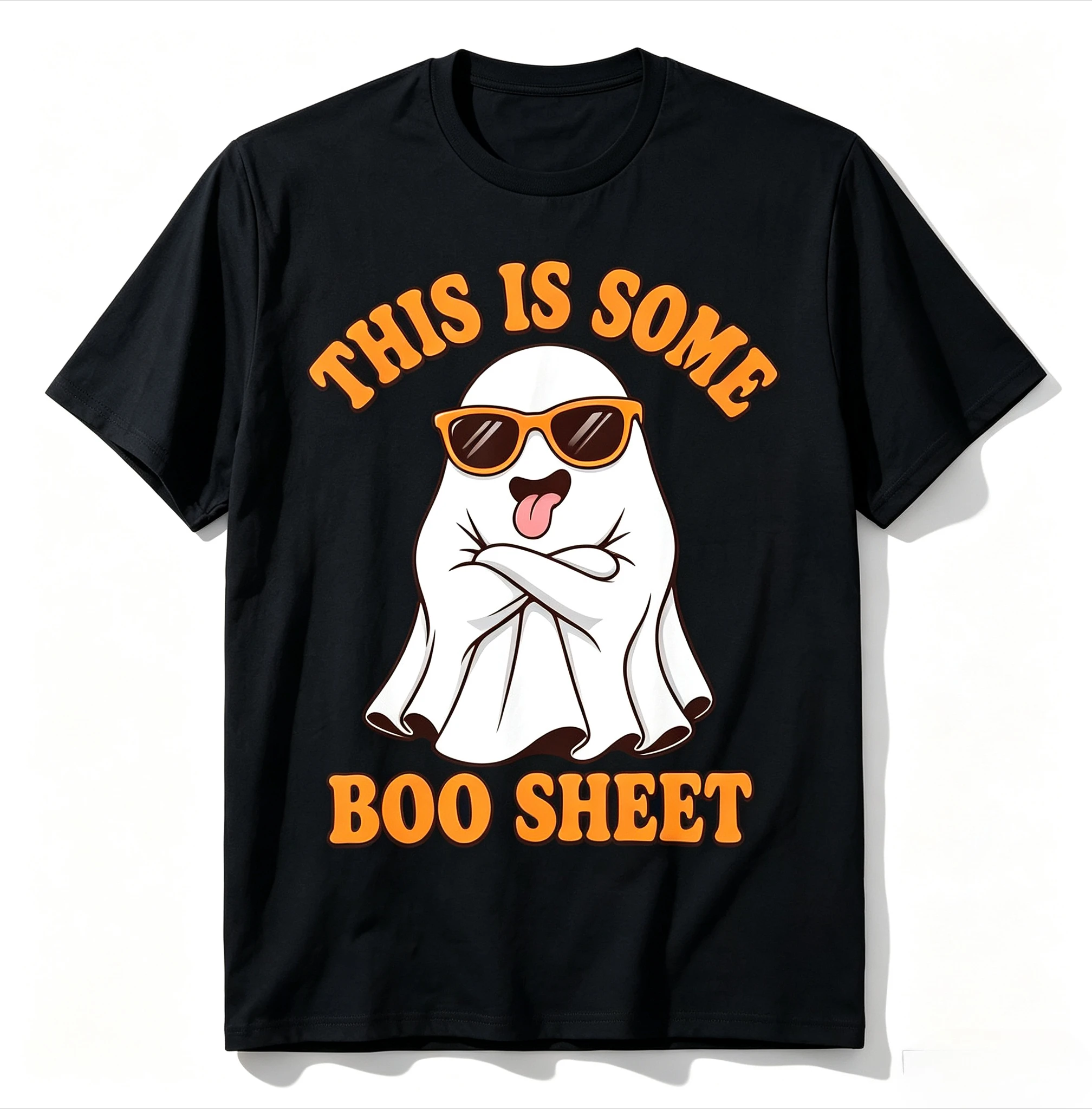 This Is Some Boo Sheet Ghost Retro Funny Halloween T-Shirt Unisex Short‑Sleeve Casual Top Spooky Ghost Print Street‑Style