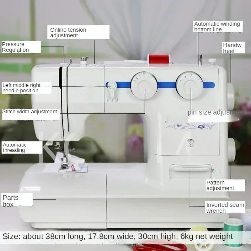 Heavy Duty Sewing Machine 8 Built-in Stitches Metal Frame Twin Needle Multifunctional 60W Household Novice Overlock Sewing Tools