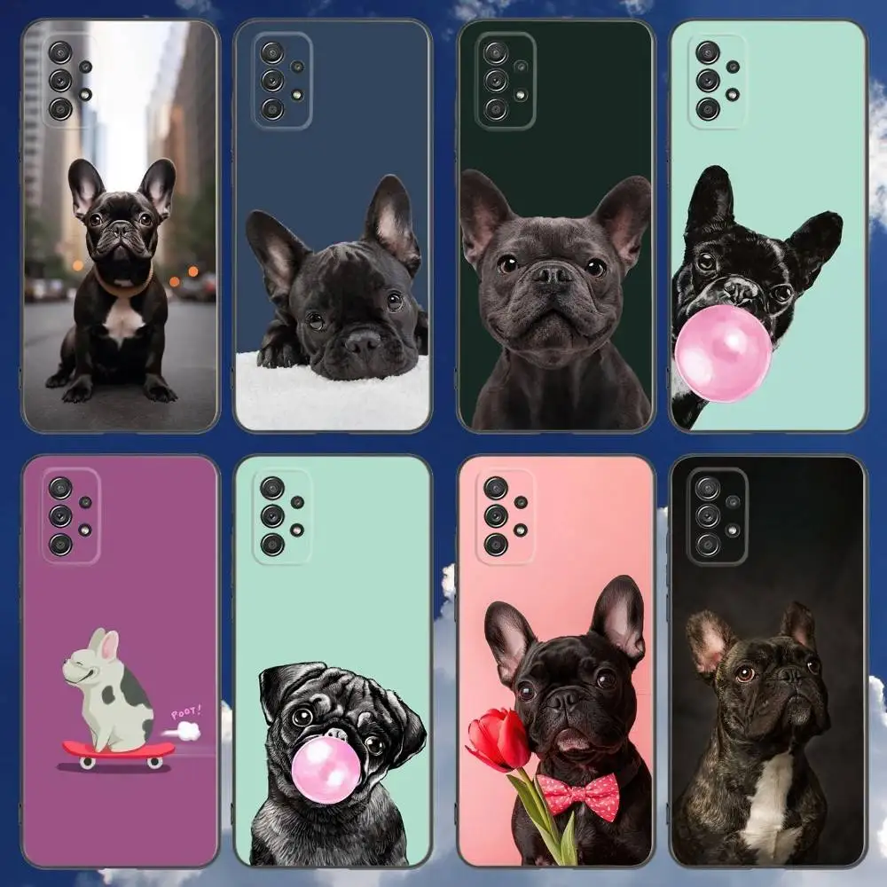 

french bulldog Phone Case For Samsung Galaxy A 91,80,73,72,71,53,52,51,22,5G Shockproof Soft Black Cover