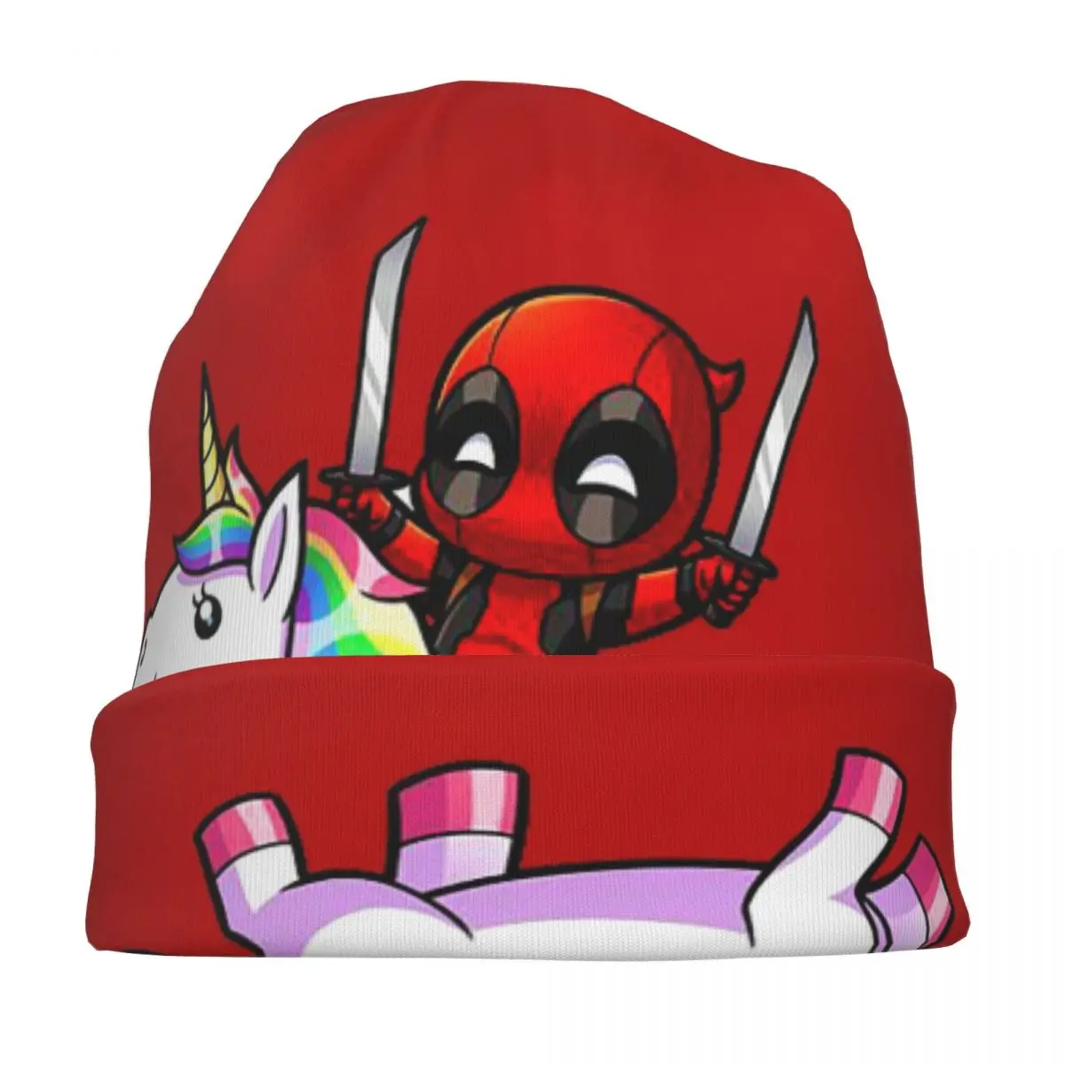 Deadpool Riding A Unicorn Skullies Beanies Hats Fashion Men Women Outdoor Cap Warm Thermal Elastic Bonnet Knitted Hat