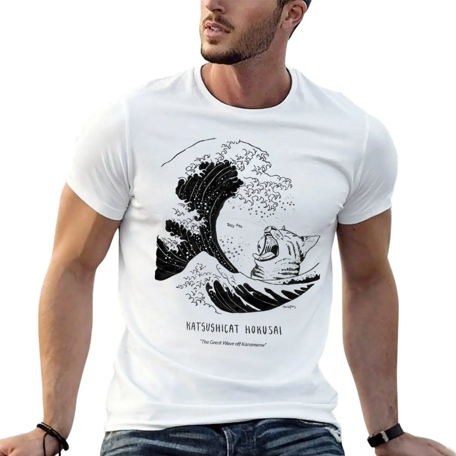 #meowdernart - Katsushicat Hokusai T-Shirt affliction shirts oversized black t-shirts for men