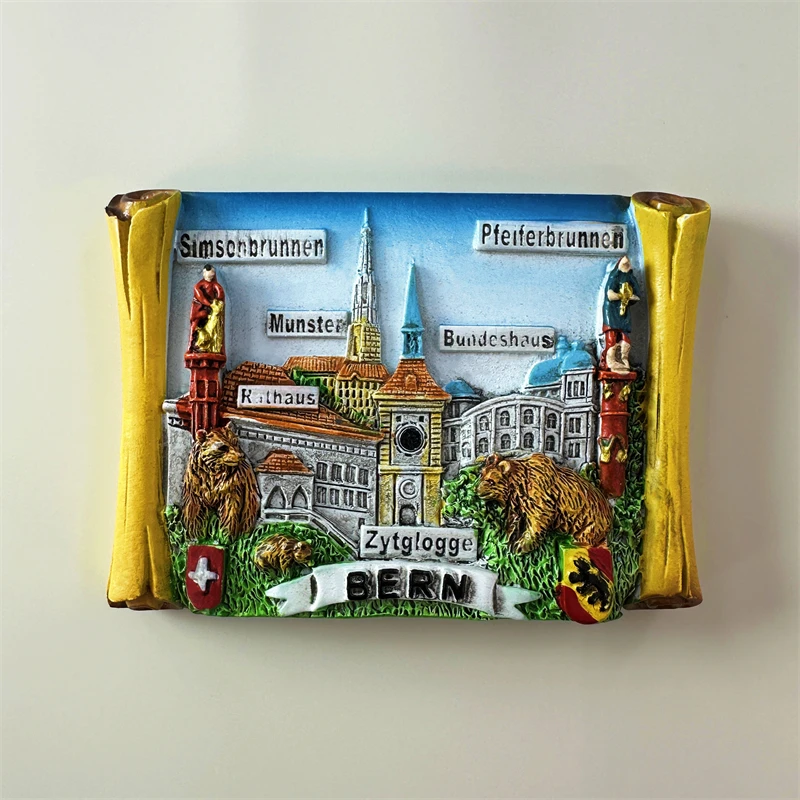 Bern, The Capital Of Switzerland Hand-painted 3D Fridge Magnets Tourism Souvenirs Refrigerator Magnetic Sticker