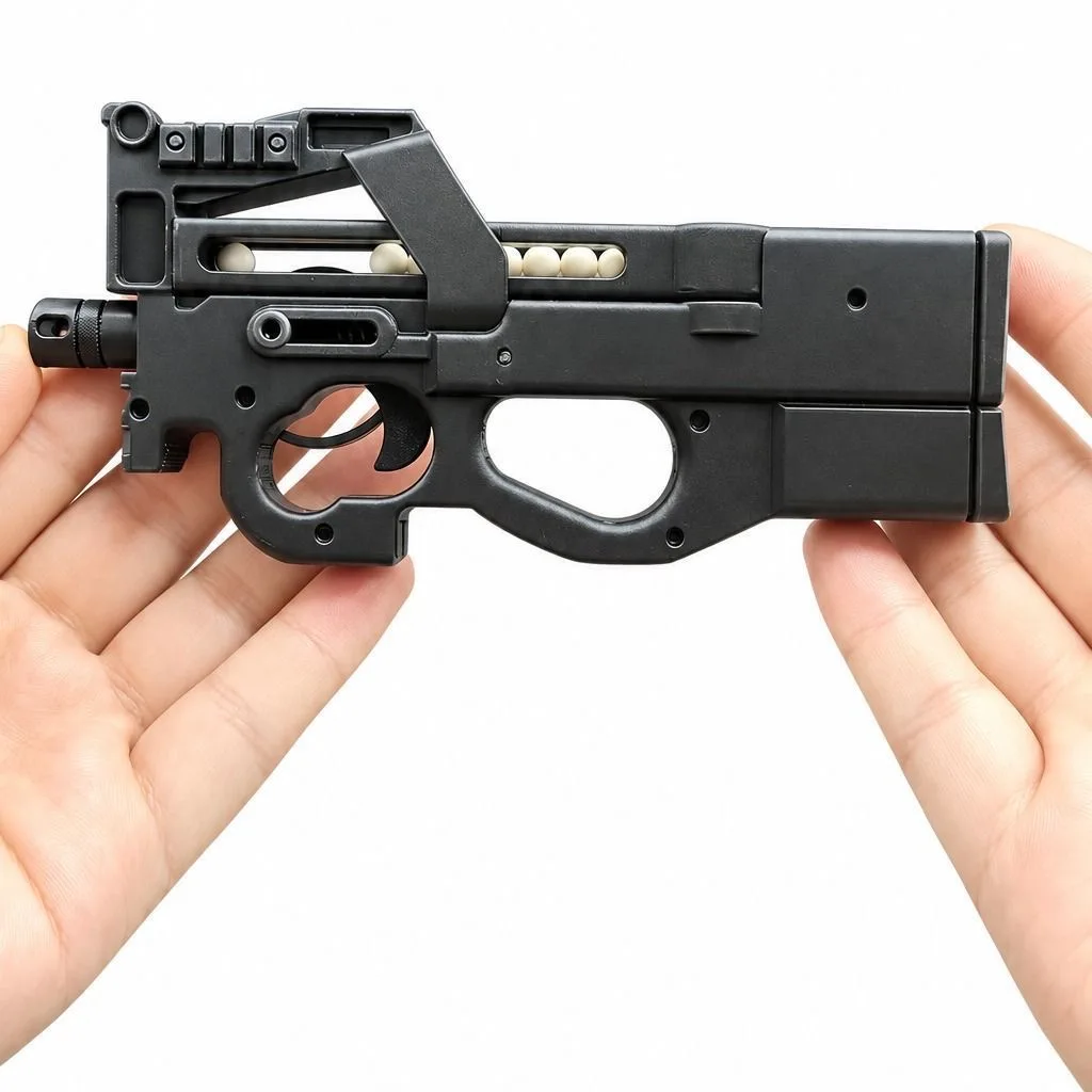 3D Printed Mini P90 Palm Toy, Magnetic Magazine Ball Launcher, Pocket-Sized Fidget Blaster, Gift for Boys