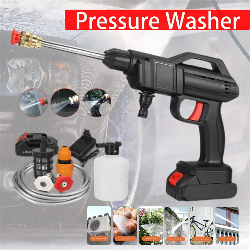 

24V Wireless High Pressure Car Washer Portable Car Wash Cleaner Machine Water Gun Wireless High Pressure Car Washer Self Priming