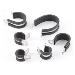 5PCS Stainless Steel Rubber Lined P Clips R-type Pipe Clamp Cable Mounting Hose Pipe Clamp Hose Clamp Fixed Clamp Pipe Bracket