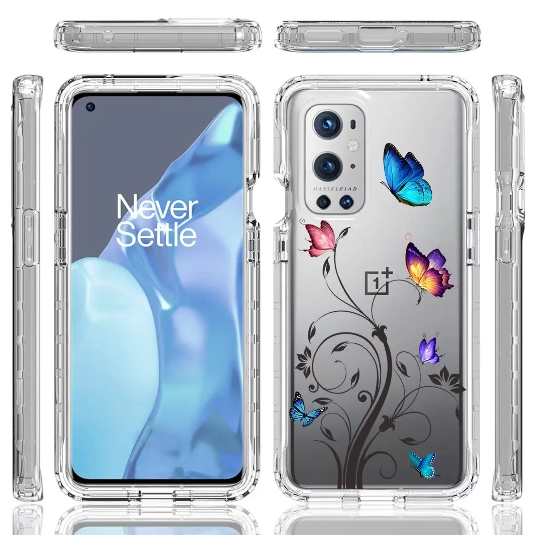 Picture 3: Crystal Clear 2 in 1 Shockproof Transparent Cases Hard Bumper Soft TPU Protective Cover for Oneplus 9 Pro Case ,1+9 Pro