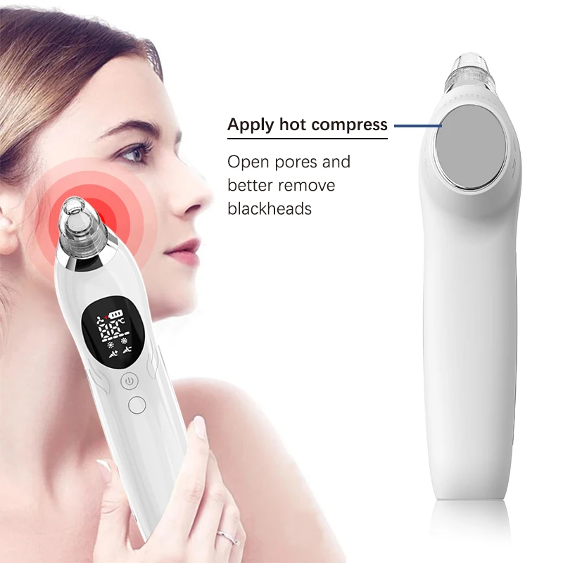 

Blackhead Remover Vacuum Cold and hot compress vibration 5 Replaceable Probes 5 Modes 5 Suction Levels Multifunction