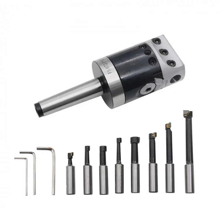 Milling Machine MT2-M10 F1-12 50mm Boring Head W/9PCS 12mm Boring Bars Set + Case