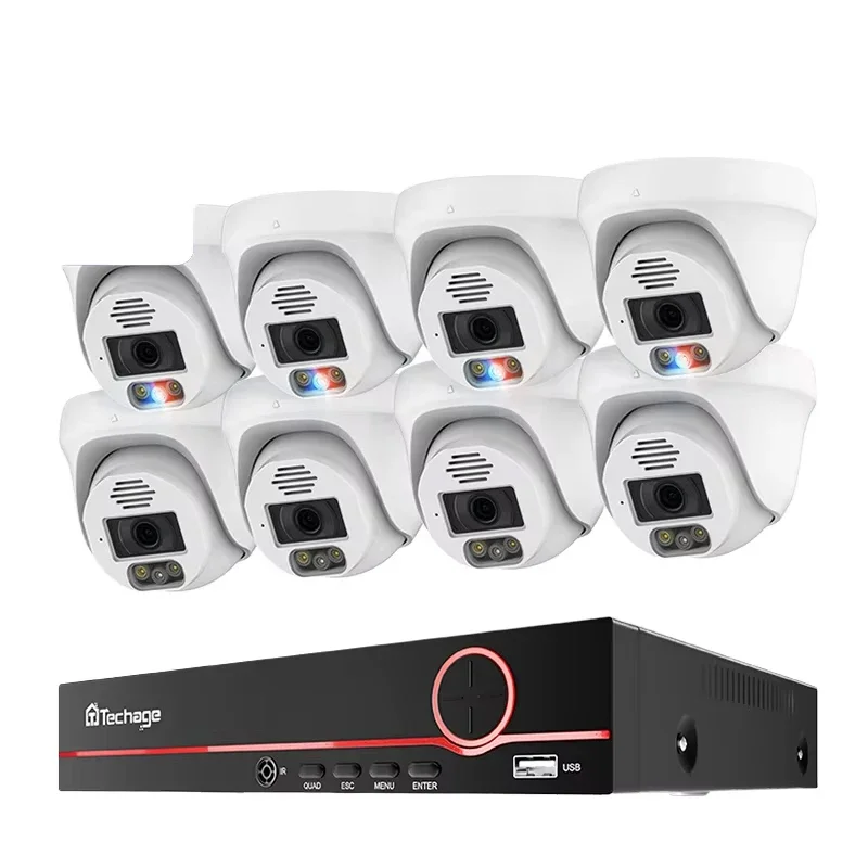 For Techage Home 8MP CCTV Security Camera System With 4K Auto Tracking POE And Night Vision Cloud Data Storage Options