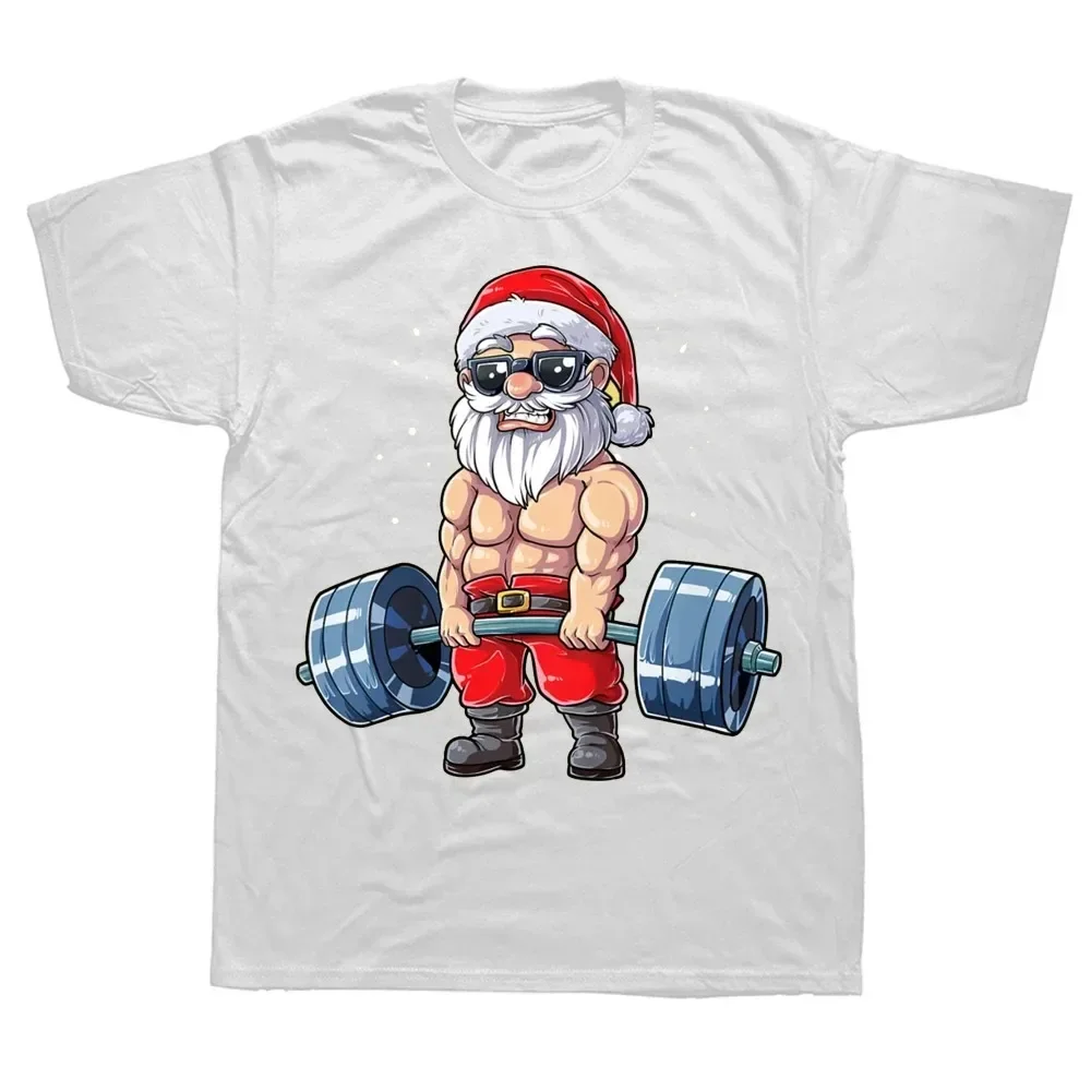 Drôle Santa haltérophilie noël salle de sport imprimé t-shirts graphique Streetwear à manches courtes femmes été t-shirt décontracté vêtements
