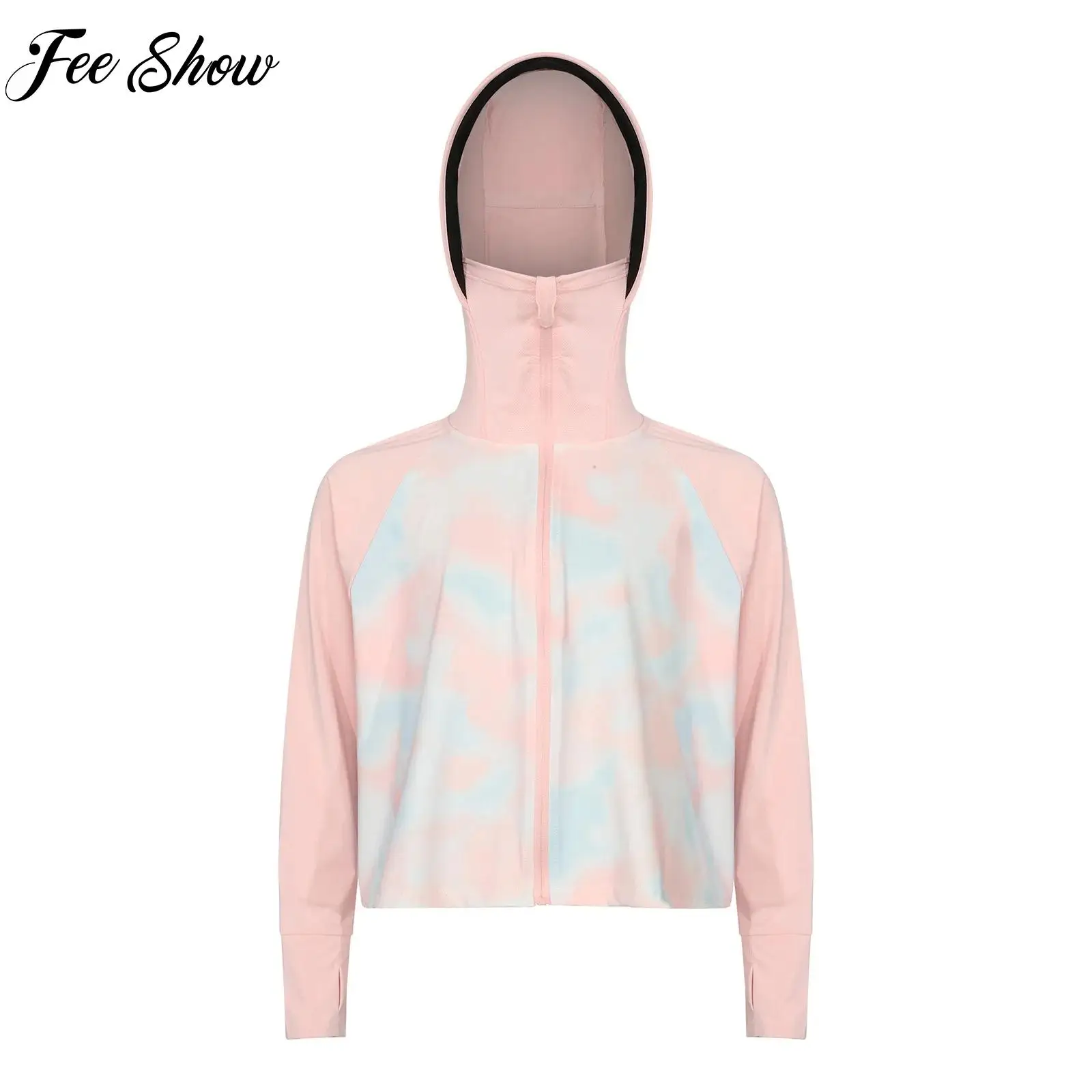 

Kids Long Sleeves Sun-Protective Jacket Outdoor Vacation Travel Clothing Wide Brim Hooded Tie-Dye Jacket Outerwear Beachwear