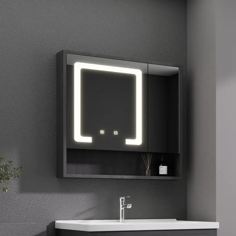 

Aluminum Medicine Cabinet Mirror 28"x32" with 3-Color LED Light, Defogging Function, Rust-Resistant, Easy to Install, Fits 32