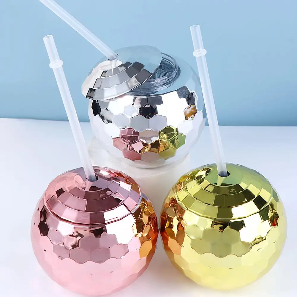 Nightclub Glitter Sparkly with Straw Disco Ball Cup Wine Goblets Bar Tools Cocktail