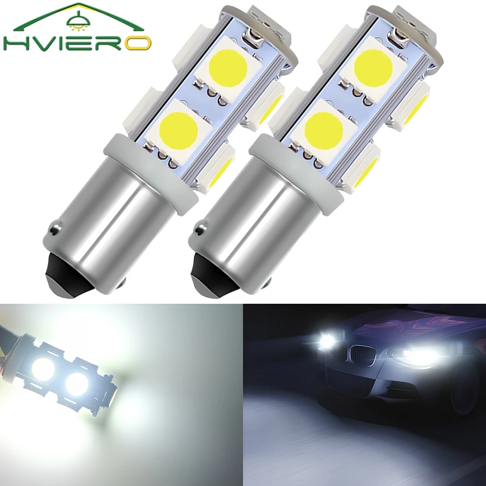 2Pcs Led Interior Reading Licenses Plate Bulbs White DC 12V 1156 Ba9s T4W 5050 9smd Tail Lamps Gauge Light Ultra Bright Lighting