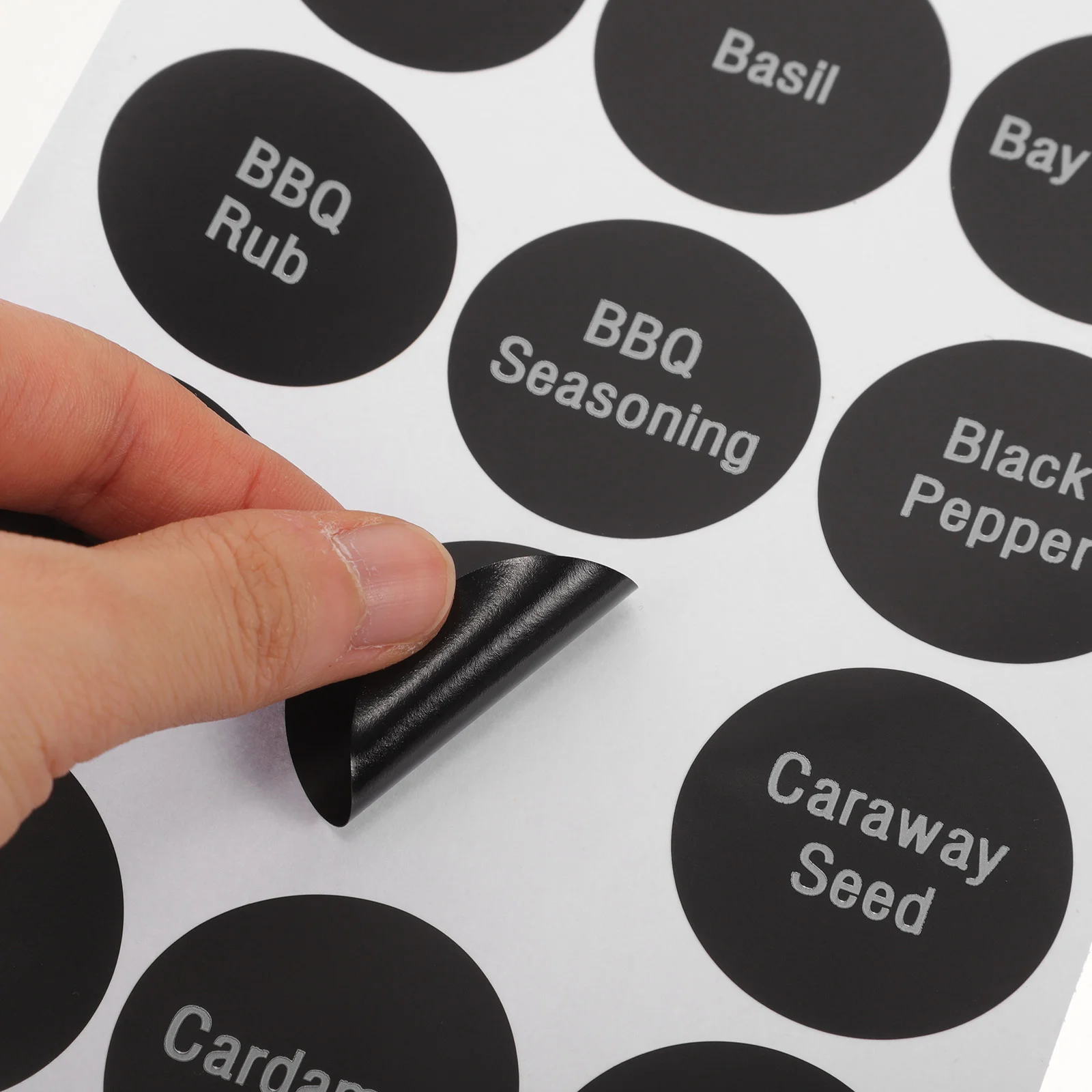 8 Sheets Brown Spice Labels for Kitchen Jars Condiment Bottle Stickers Waterproof Round Adhesive Tags Folder Labels