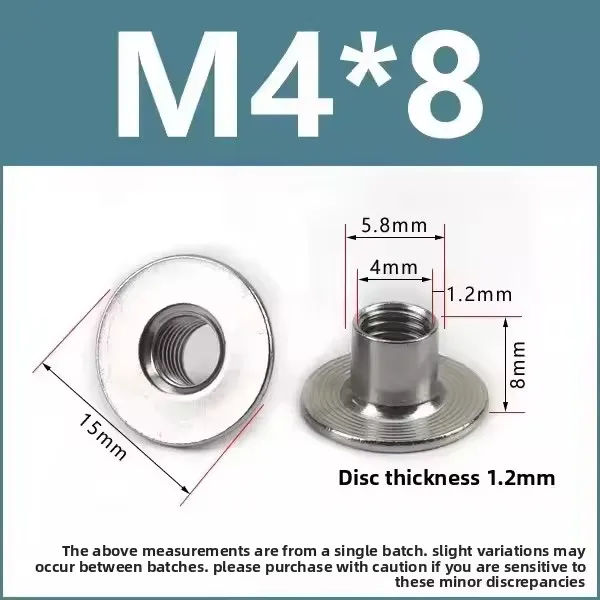 304 Stainless Steel T-Nuts Flange-Face Plate Nuts M4 M5 M6 M8 M10 1/4 5/16 3/8 Through-Hole Flange Connection Nuts for Furniture