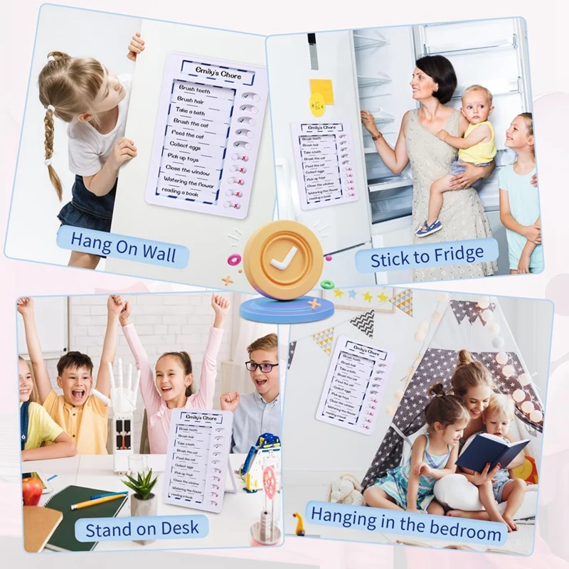 1Set per bambini, scheda elenco riutilizzabile per fare le mie faccende lavagna magnetica cancellabile a secco bianca