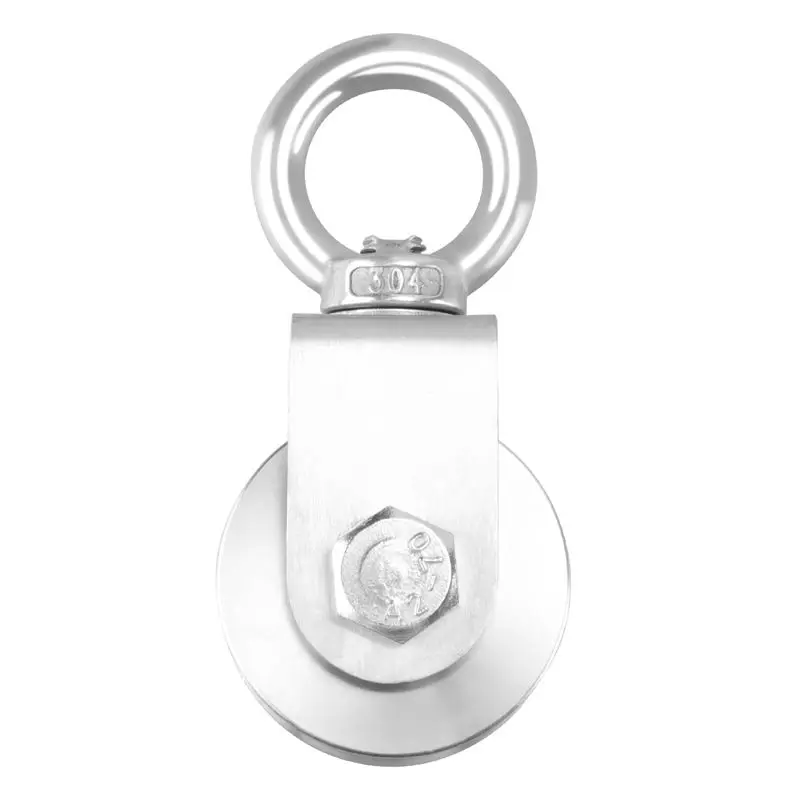 A20F-U Type Swivel Pulley 304 Stainless Steel Duplex Bearing Silent Detachable 360 Degree Rotation Heavy Duty Traction Wheel