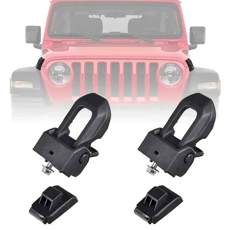 for JL JT Anti-Theft Hood Latch Catch Kit for Jeep Wrangler JL Jlu Gladiator JT 2018-2025+ Car Exterior Accessories