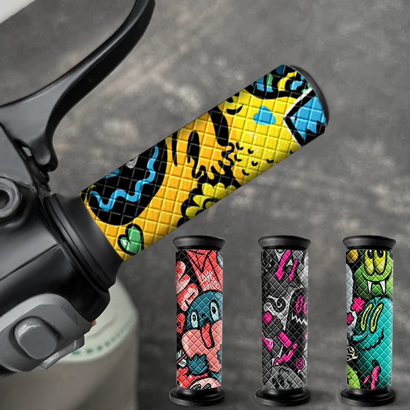 

2PCS Graffiti Motorcycle Grip Stickers Waterproof Anti-Slip Vinyl Decals Cover Scratches for Modification Scooter E-Bike Bicycle