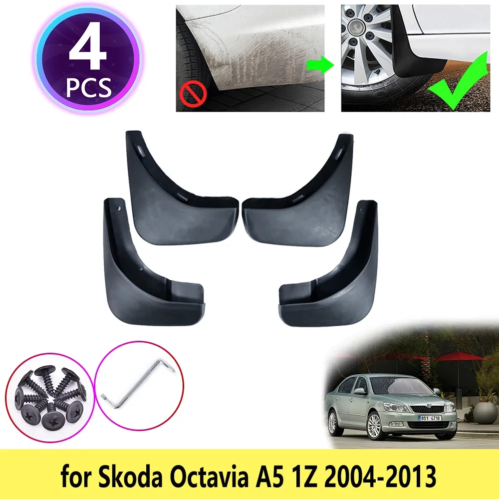 4PCS for Skoda Octavia 2 A5 MK2 2004~2013 Mudguards Mudflaps Fender Mud Flap Splash Mud Guards Car Accessories 2005 2008 2009