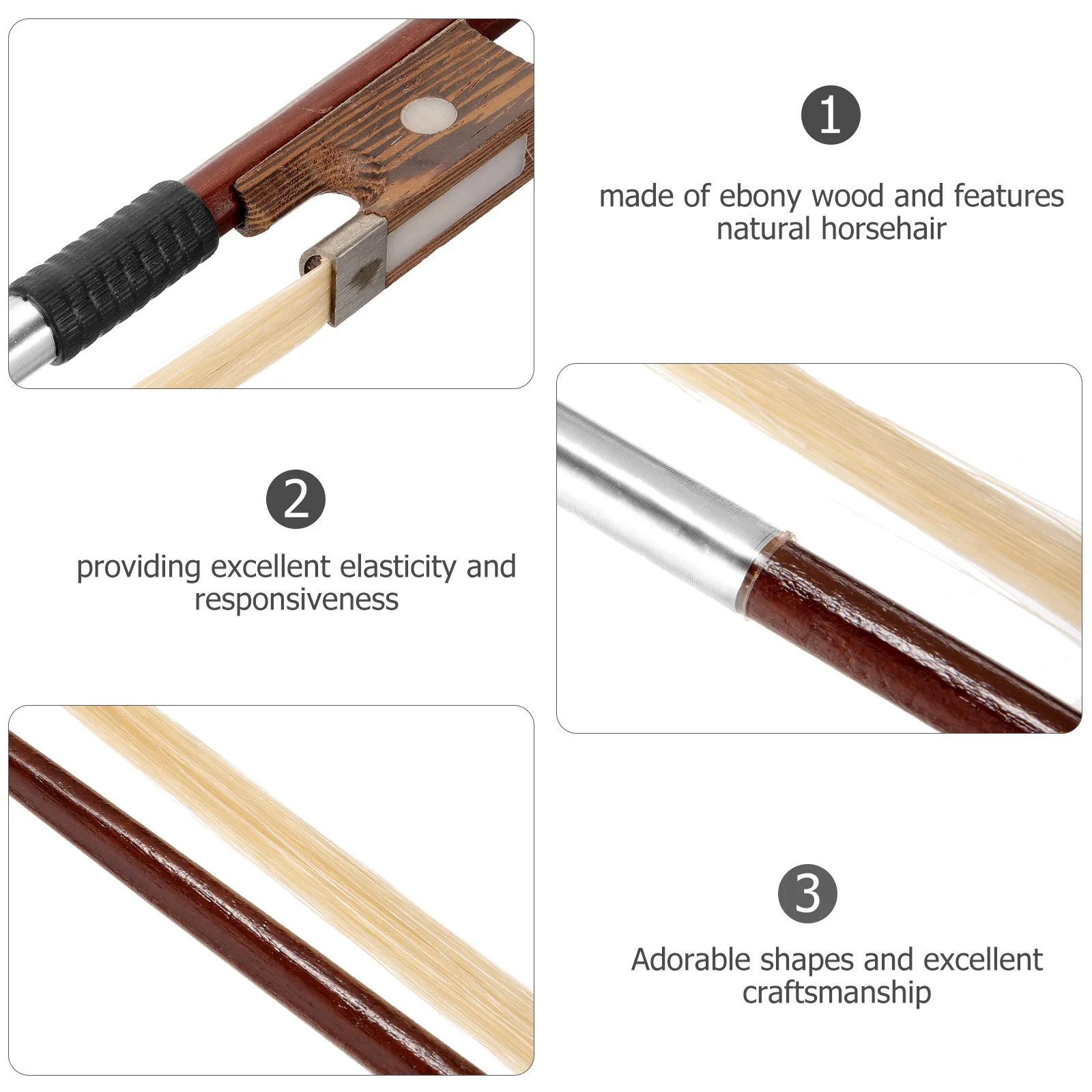 

Violin Bow 1/8 Horse Hair Violin Bow Size Wood Horsehair Student Practice Small Balanced Ebony Accessories Parts