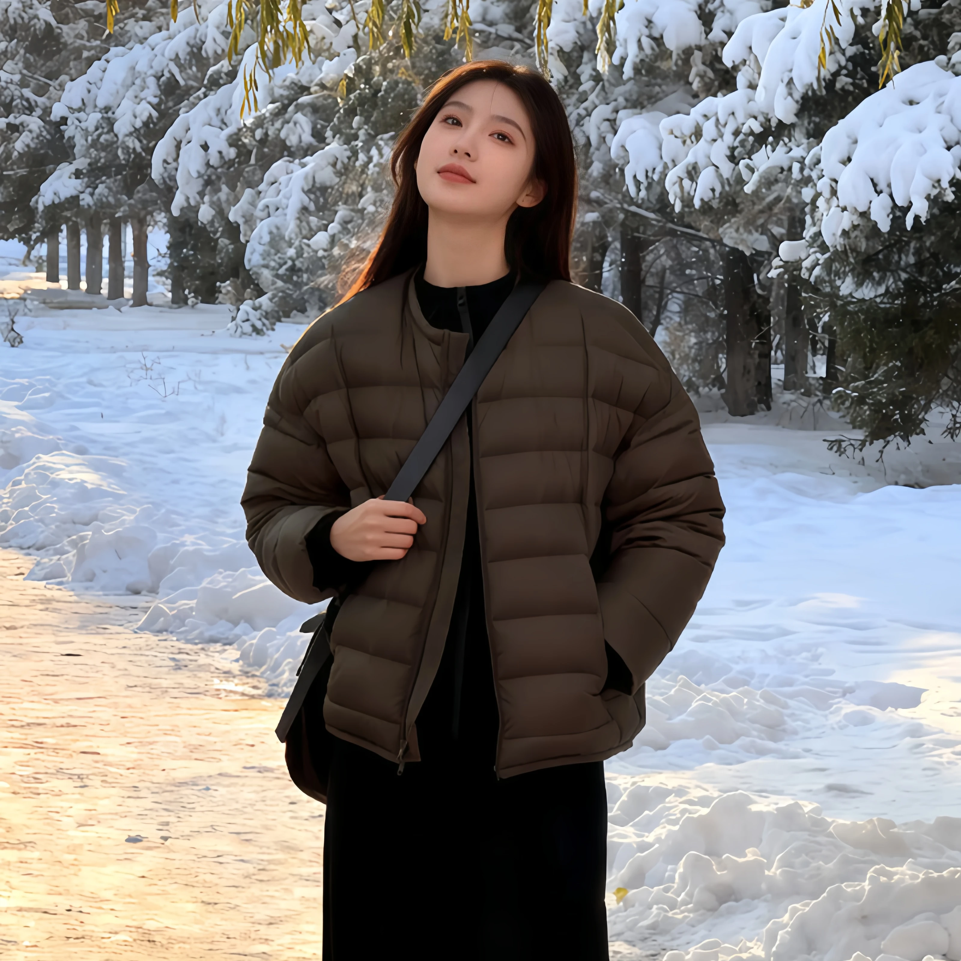 Korean Style Women's Lightweight Short down Jacket Spring Autumn Winter Fashionable Cotton Coat Premium Feel Slim Fit Zipper