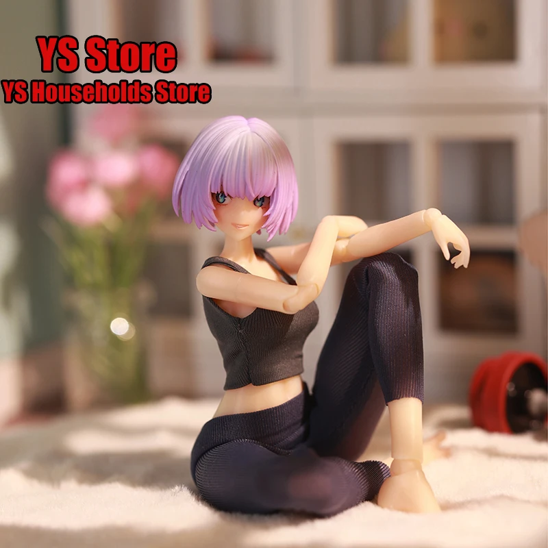 

1/12 Cute Purple Hair Mobile Suit Girl Yoga Day Ornament Manatee Industry 6inch INANNA Female Soldier Model Doll Collection