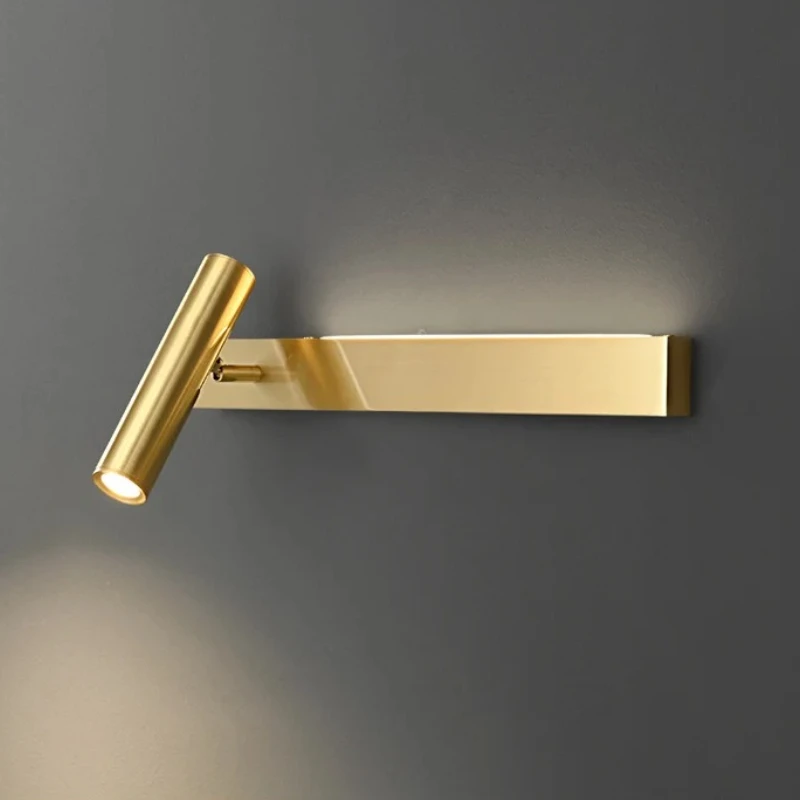 

Minimalist Light Luxury All Copper Lamp Simple Modern Wall Light Nordic Creative Bedroom Bedside Long Shape Wall Lamp
