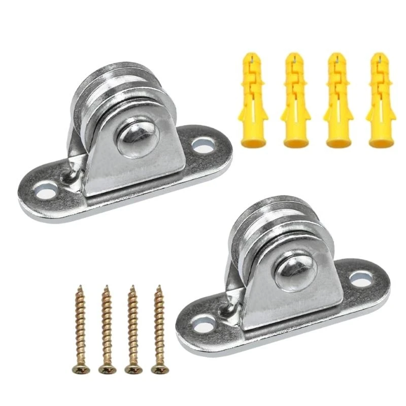 

652F 2pcs/set Nickel Plated Cable Pulley Set Noise Reduction Small Lifting Pulley Set Suitable for Indoor and Outdoor Use