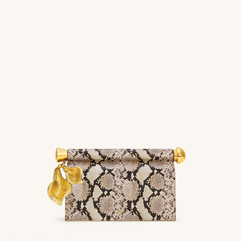 JW PEI New Petal Metal Charm Evening Clutch, Niche Luxury Elegant Mini Purse for Wedding Party & Formal