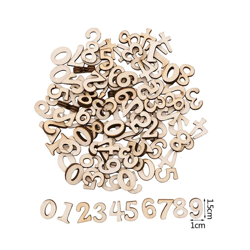 100pcs English Alphabet Letters Natural Wooden Number Decoration DIY Scrapbooking Household Decor Arts Crafts Letter Digital