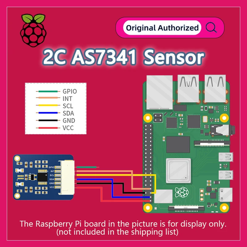I2C AS7341 Spectral Color Visible Spectrum Sensor Module for Raspberry Pi Zero 2 W 3 3B 4B 4 5 Arduino STM32 Rpi Spectrometer