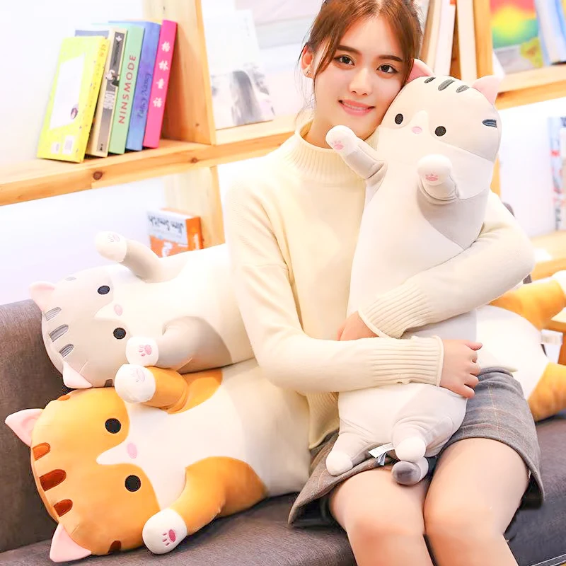 

Long Body Cat Plush Pillow Soft Cute Stuffed Animal Hugging Pillow For Girls Women Sleeping Bed Leg Hugging Comfortable Cushion