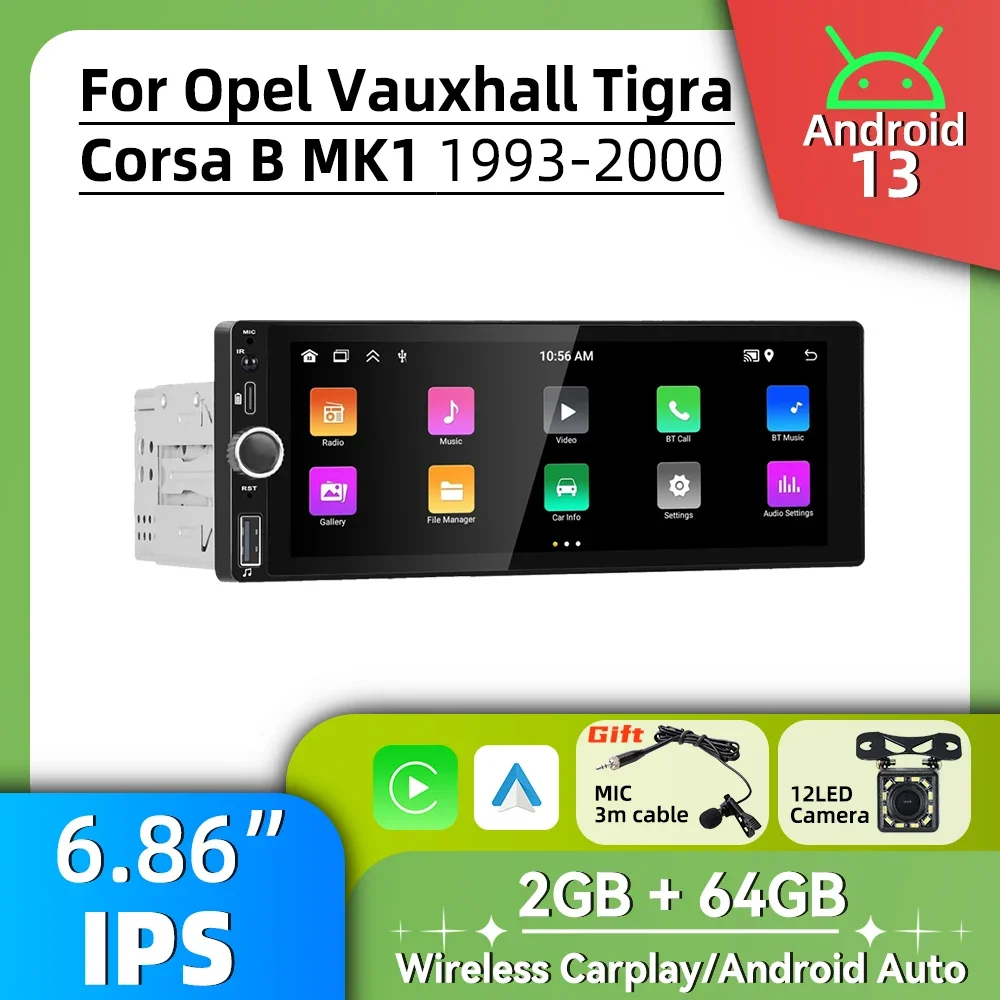 

6.86" Screen Stereo for Opel Vauxhall Tigra Corsa B MK1 1993-2000 Carplay Android Auto Android Car Multimedia 1 Din Radio GPS BT