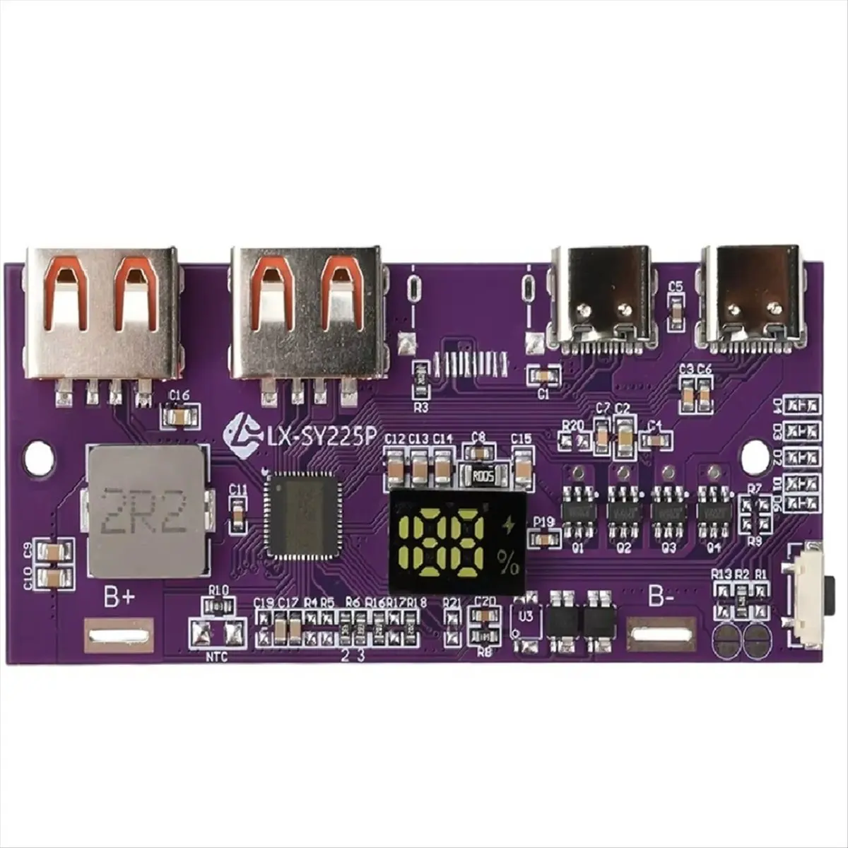 LED Dual USB Micro-Type/Type-C Mobile Power Bank Lead-Acid Lithium Battery Charger Module Support QC2.0/QC3.0/QC4.0 A