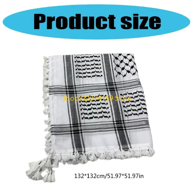 G5AE Comfortable Arafat Headscarf Keffiyeh Scarf for Men Everyday Use Cultural Event image 6