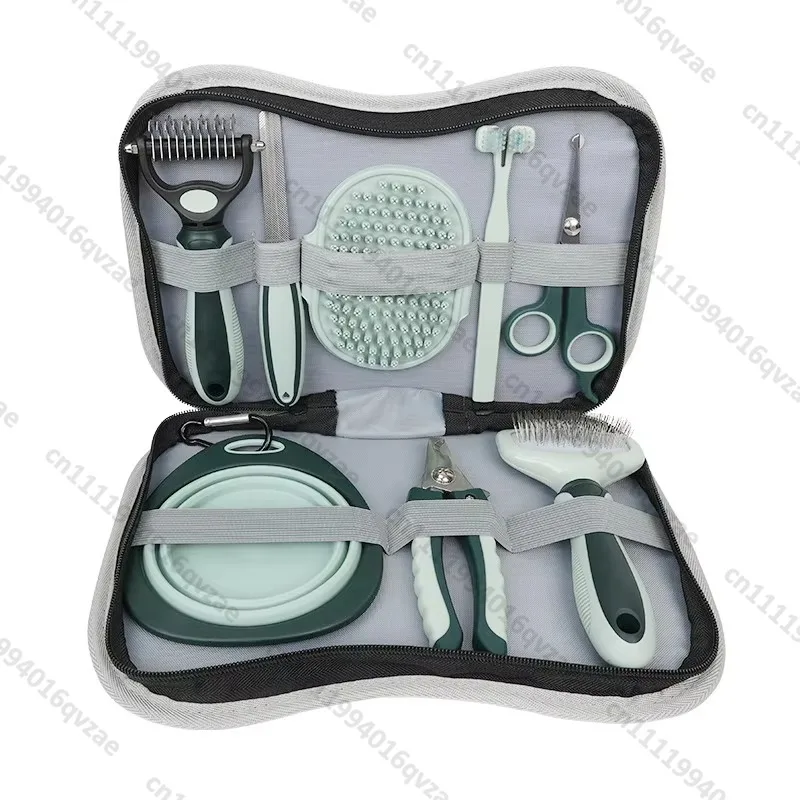 Deluxe Stainless Steel 8-in-1 Pet Grooming Set for Dogs and Cats Including Comb, Nail Clippers, Brush, Eco-friendly Hair Remover