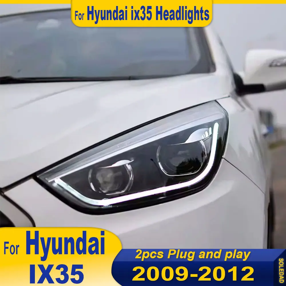 

Автомобильные фары в сборе для Hyundai IX35 Светодиодная фара 2009-2016 Светодиодная фара DRL Сигнальная линза проектора Plug and play 2 шт.