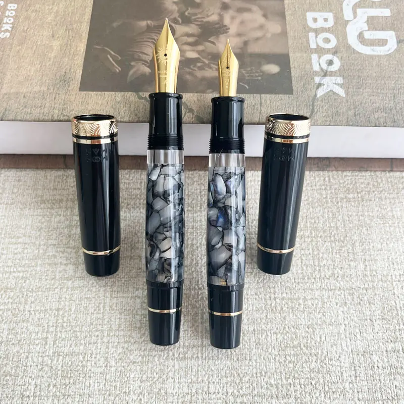 

New MAJOHN P139 Large Piston Fountain Pen orange No.6/8 EF/F/M Nib Hard Rubber Tongue All-copper Structure Writing ink Gift Pens