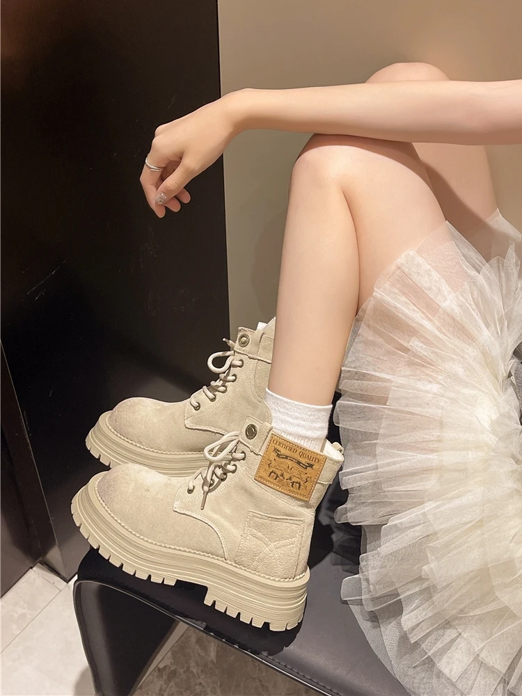 

Женские ботинки Thi Bot, уличная спецодежда, ботинки, весенне-осенние новые нескользящие ботинки Briti Sle, увеличивающие рост