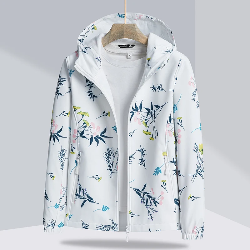 New Fleece Soft Shell Jacket Couple's Autumn and Winter Waterproof Thickened Warm Printed Coat Women's Casual Sports Windbreaker