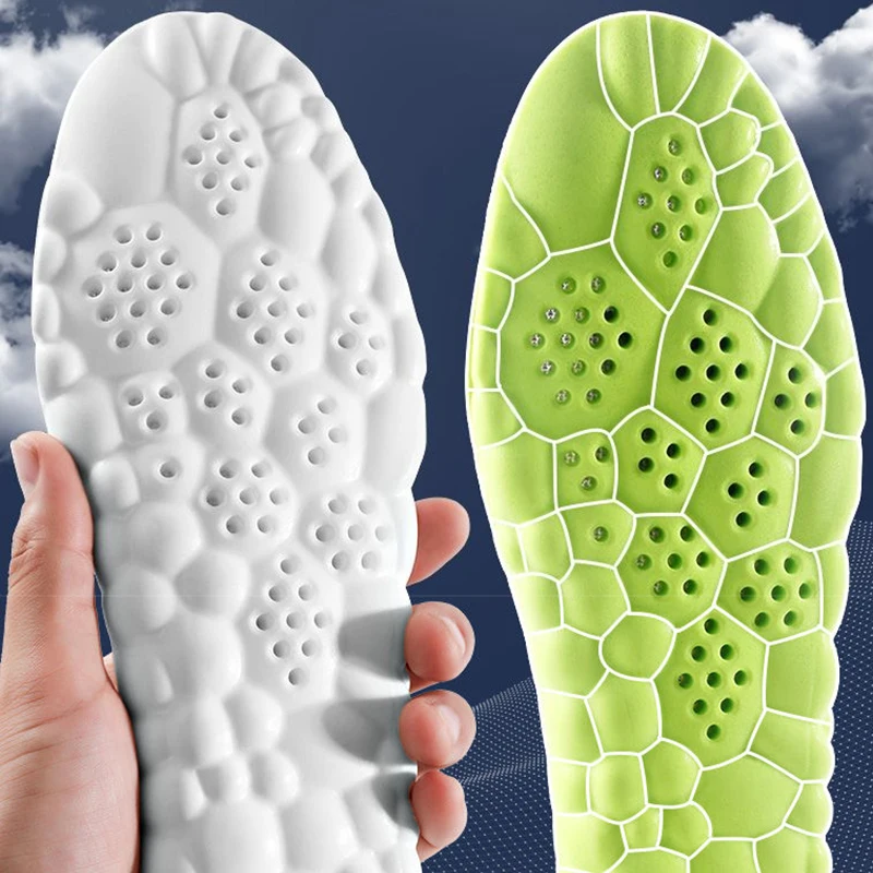 Plantillas de masaje 4D para pies, suelas suaves para correr, deportivas, absorción de impacto, soporte para ARCO, inserciones ortopédicas, almohadillas para zapatos